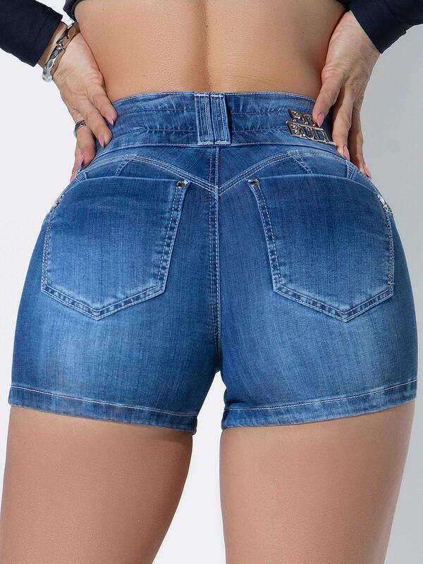 SHORT JEANS FEMININO SEXY BORDADO MANUAL SOFISTICADO