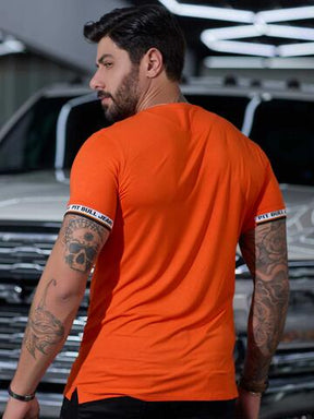 CAMISETA MASCULINA GOLA V SLIM COM PUNHO PERSONALIZADO CASUAL E DIA A DIA