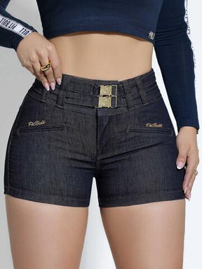 SHORT FEMININO JEANS ATRAENTE COM CINTO EMPINA BUMBUM