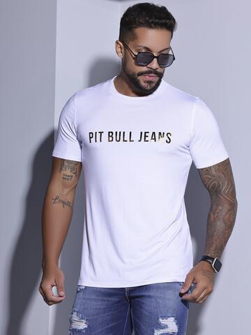 CAMISETA BRANCA MASCULINA PIT BULL JEANS COM CONFORTO E ESTILO