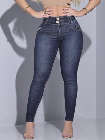 CALÇA FEMININA PIT BULL JEANS COM CÓS TRABALHADO MODERNA E CHARMOSA