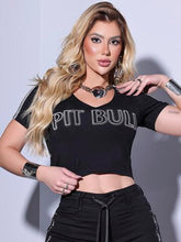 CROPPED FEMININO FASHION E VERSÁTIL COM ESCRITA PIT BULL ESTILOSA