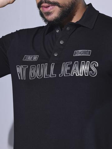 POLO MASCULINA PRETA PIT BULL JEANS MODERNA E ESTILOSA