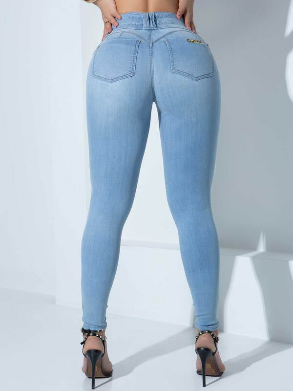 CALÇA JEANS FEMININA SKINNY MODELADORA PODEROSA E ELEGANTE